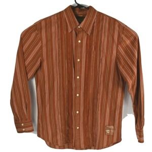 Timberland Shirt Adult Large Earthkeepers Orange Striped Long Sleeve Mens Casual